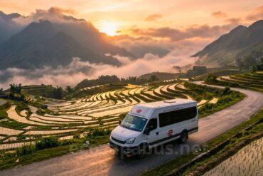 Ecosapa Bus Limousine Official Website Premium orange leather massage seats interior EcoSapa Limousine Hanoi Sapa route
