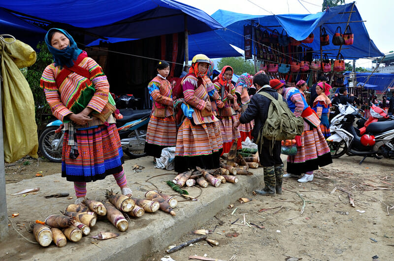SaPa Best Things To Do Colourful ethnic minority textiles at a highland market near Sapa