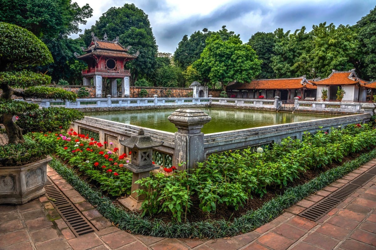 Hanoi best things to do & travel guide Temple of Literature Hanoi courtyard with traditional Vietnamese architecture