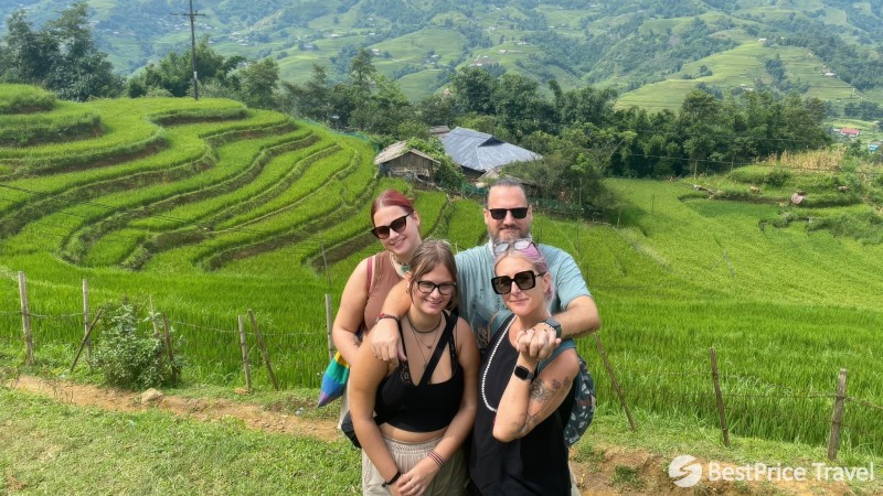 SaPa Best Things To Do Aerial view of Sapa's iconic terraced rice fields glowing at golden hour