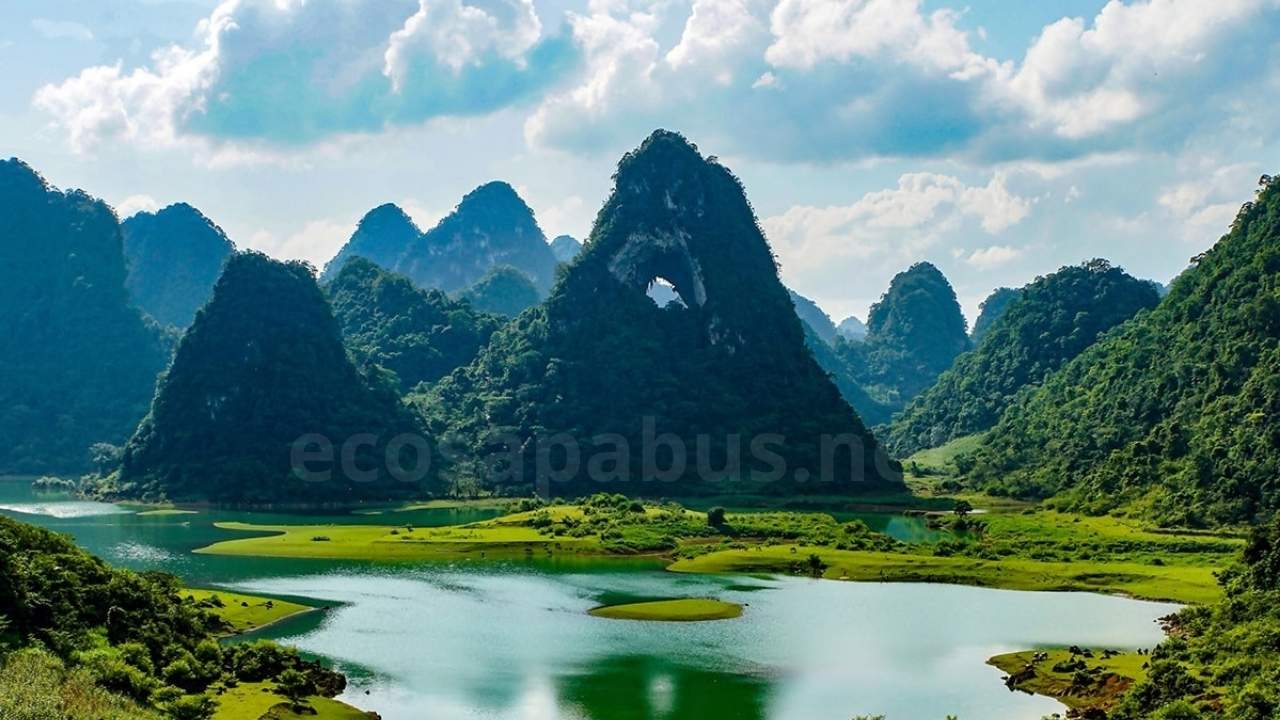 Cao Bang Travel Guide Angel Eye Mountain with circular hole through limestone peak