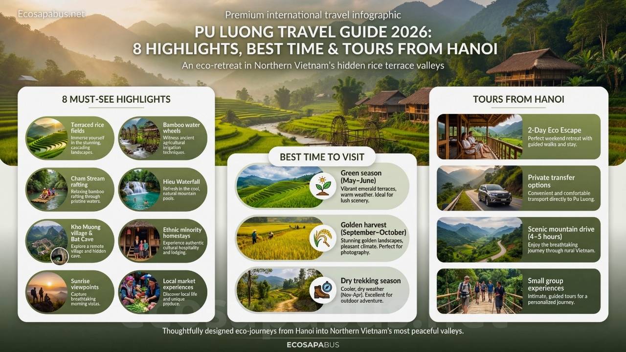 Pu Luong Travel Guide 2026: 8 Highlights, Best Time & Tours from Hanoi puLONG