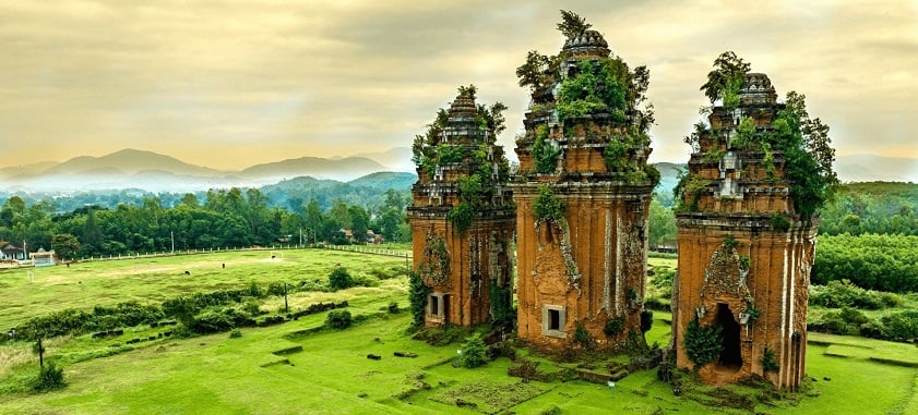 Cham tower carved stone ancient Vietnam architecture