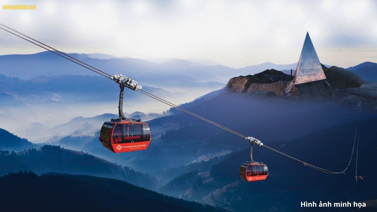 Fansipan cable car aerial view