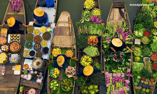 Mekong Delta floating market boats
