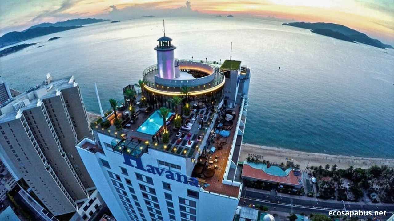 Nha Trang rooftop bar cocktails beach view sunset Vietnam