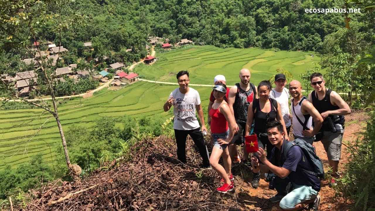 Trekking through Pu Luong rice terraces with Thai ethnic guide
