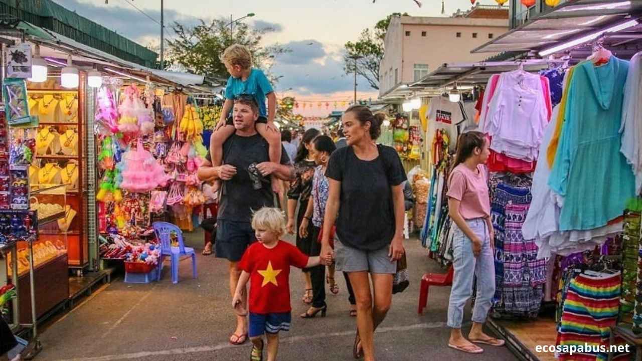 Nha Trang Night Market food stalls colourful lights Vietnam