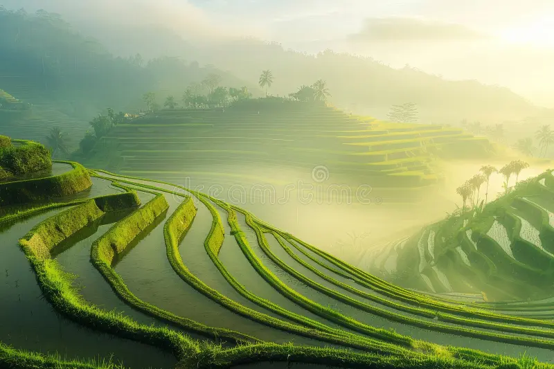 Sapa valley misty morning