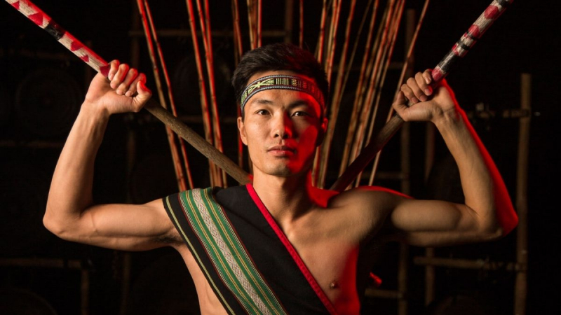 A Performer Wearing Traditional Central Highland'sTribal Clothes