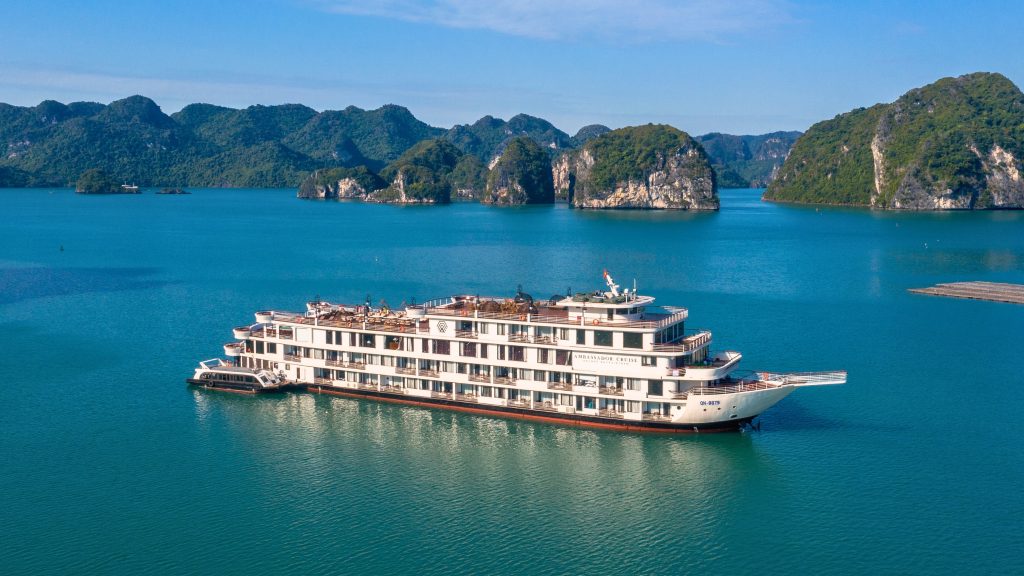 Ambassador Cruise sailing through Halong Bay