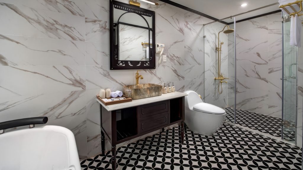 Aspira Cruises bathroom with bathtub on Aspira Cruises