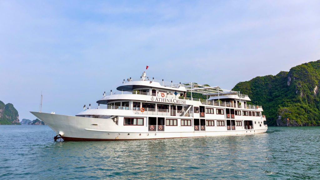 Athena Luxury Cruise sailing through Halong Bay