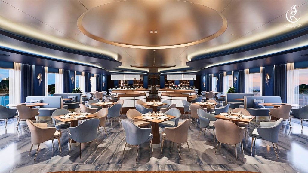 Athena Premium Cruise restaurant and onboard dining area