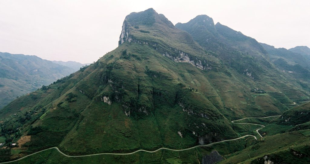 Winding mountain road at Ma Pi Leng Pass, Ha Giang