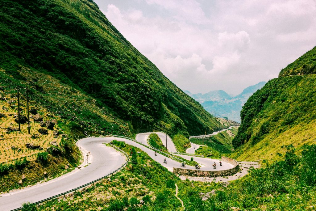 Winding road at Tham Ma Pass on the way to Dong Van, Ha Giang