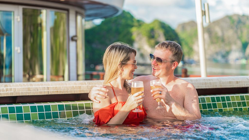 Heritage Line Ylang Cruise pool and open deck overlooking Lan Ha Bay - Cat Ba Island