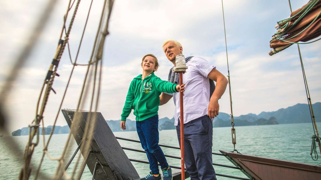 Legend Halong Private Cruise sundeck and outdoor seating overlooking Halong Bay
