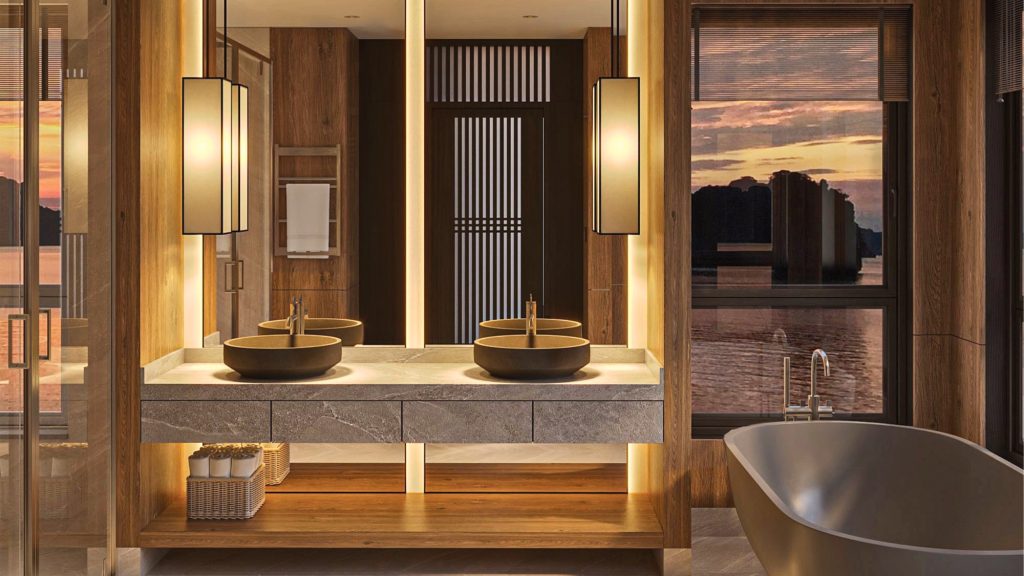 Orchid Luxury Cruise bathroom with bathtub on Orchid Luxury Cruise
