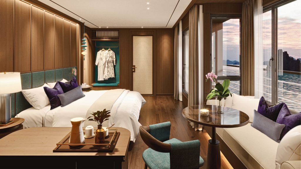 Orchid Luxury Cruise private balcony with bay view on Orchid Luxury Cruise