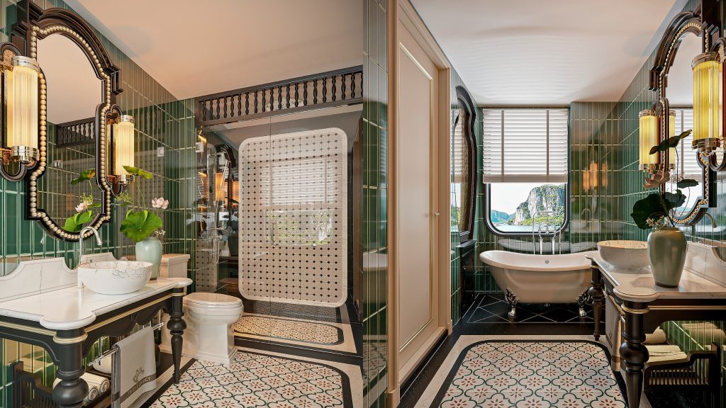 Orient Legacy Cruise bathroom with bathtub on Orient Legacy Cruise