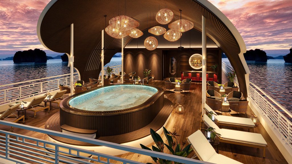 Oris Cruise outdoor jacuzzi with bay view on Van Don Bay