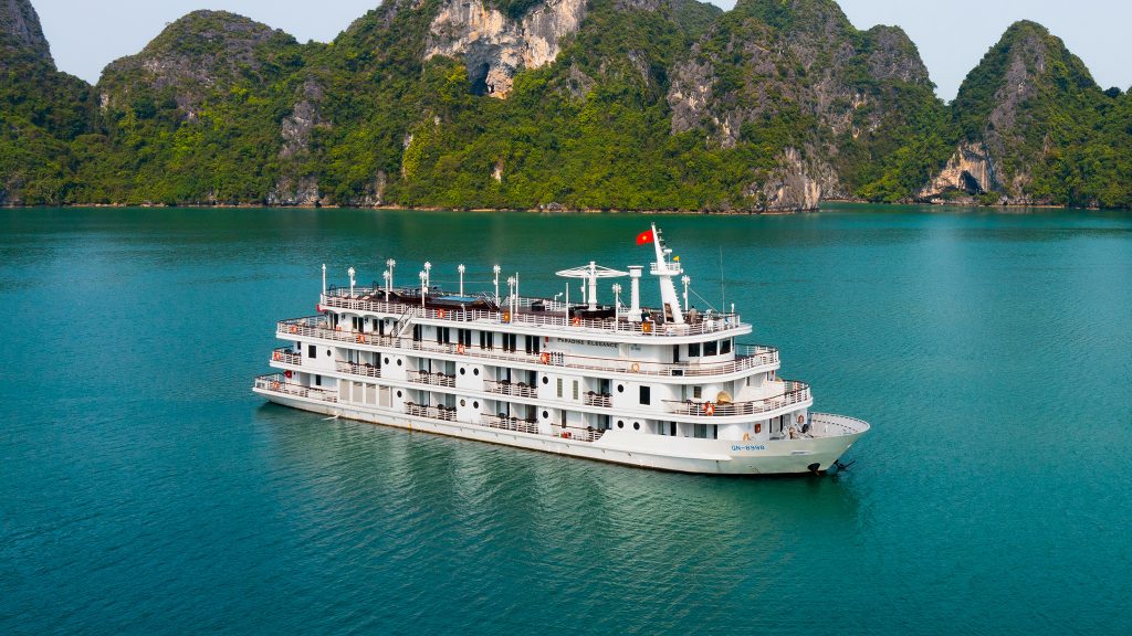 Paradise Elegance Cruise sailing through Halong Bay