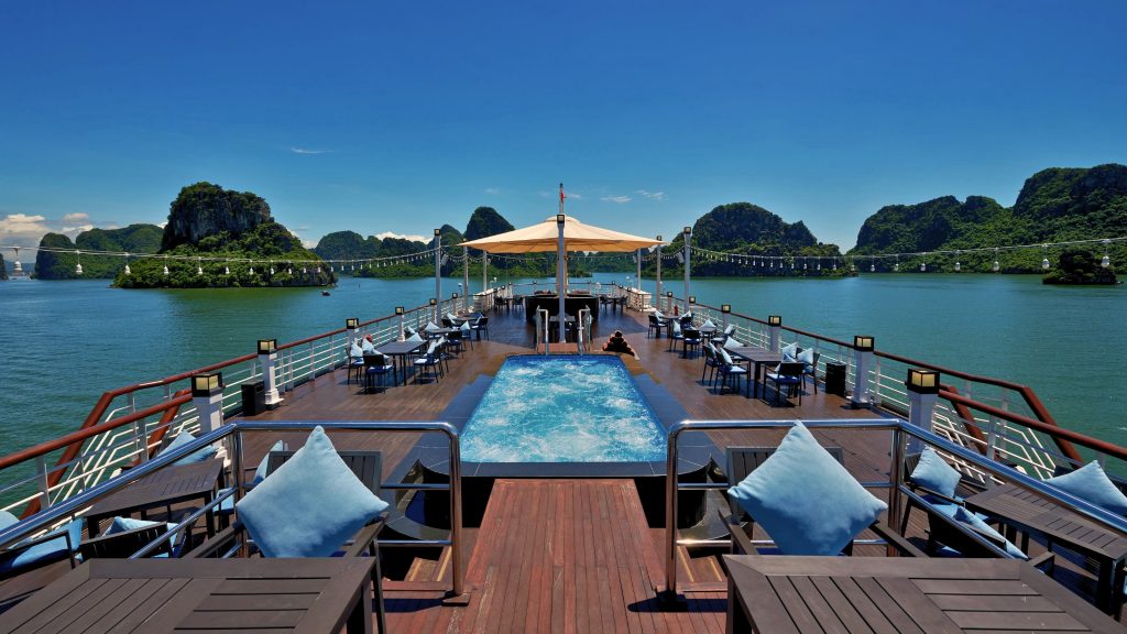 Paradise Grand Cruise pool and open deck overlooking Halong Bay - Lan Ha Bay