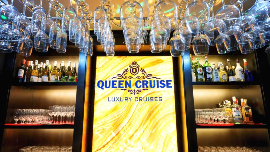 Queen Luxury Day Cruise lounge and bar area on board