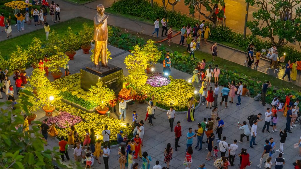 The Statue Of Ho Chi Minh In Nguyen Hue Walking Street